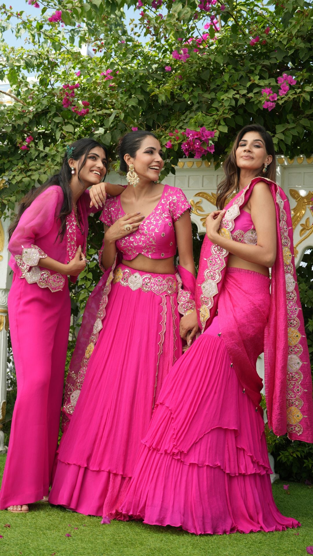 Kamka - Hot Pink Drape Saree with Blouse