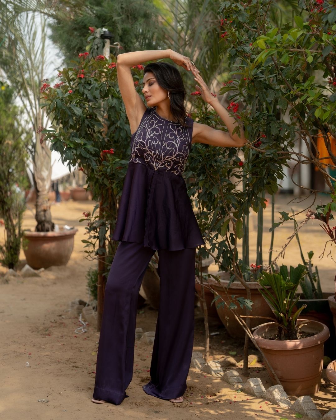 Allium - Wine Top & Pant Set