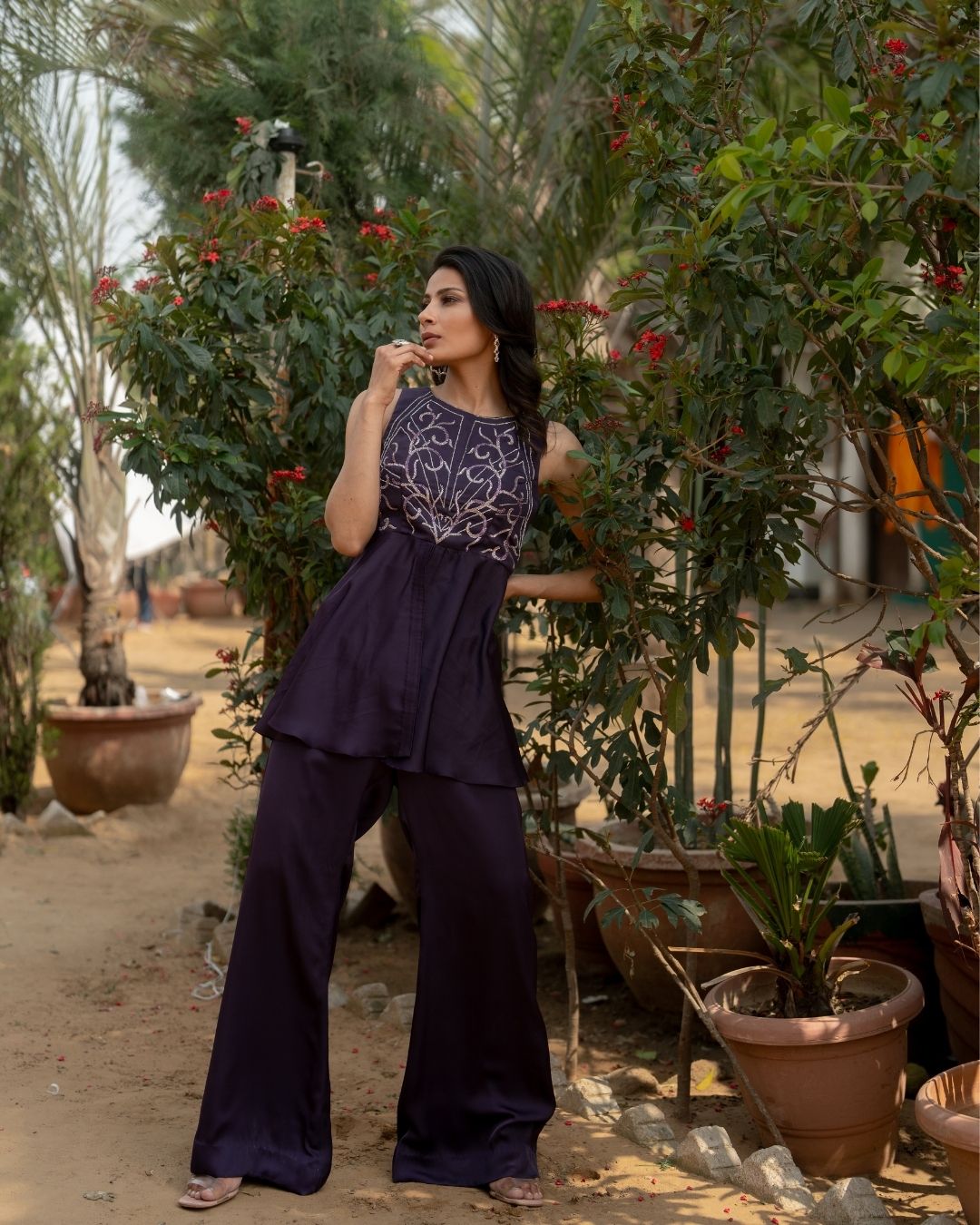 Allium - Wine Top & Pant Set
