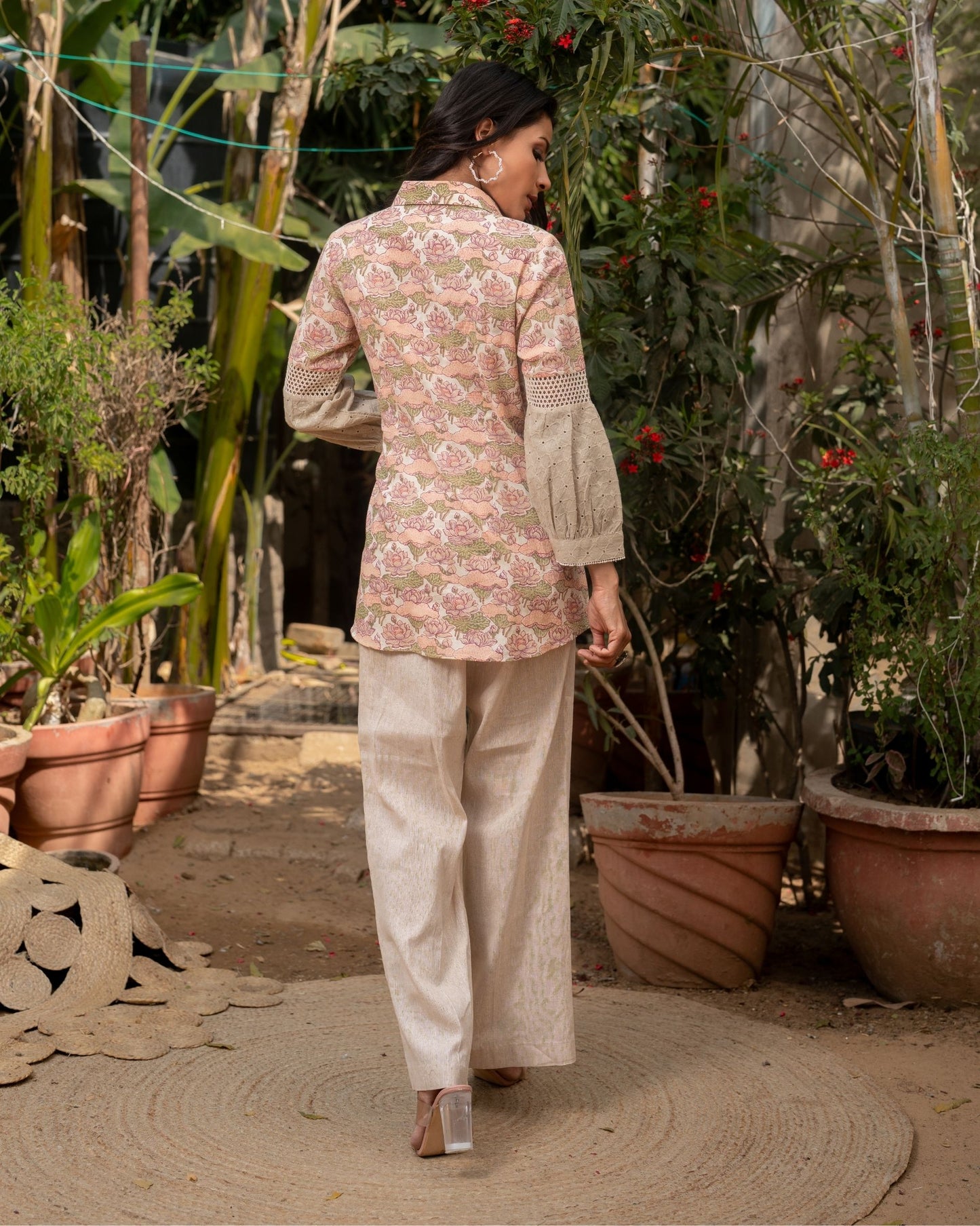 Sashay - Beige Shirt Top with Pant Set