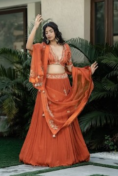 Ambar Lehenga Ensemble in with Blouse and dupatta dresses Silk, Organza, and Chinon Silk"