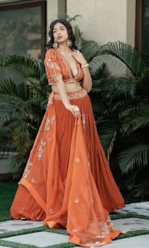 Ambar Lehenga Ensemble in with Blouse and dupatta dresses Silk, Organza, and Chinon Silk"