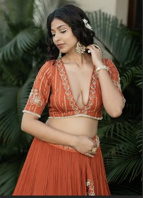 Ambar Lehenga Ensemble in with Blouse and dupatta dresses Silk, Organza, and Chinon Silk"