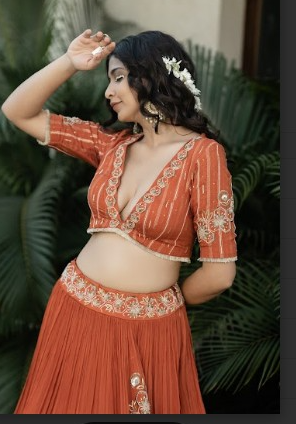 Ambar Lehenga Ensemble in with Blouse and dupatta dresses Silk, Organza, and Chinon Silk"