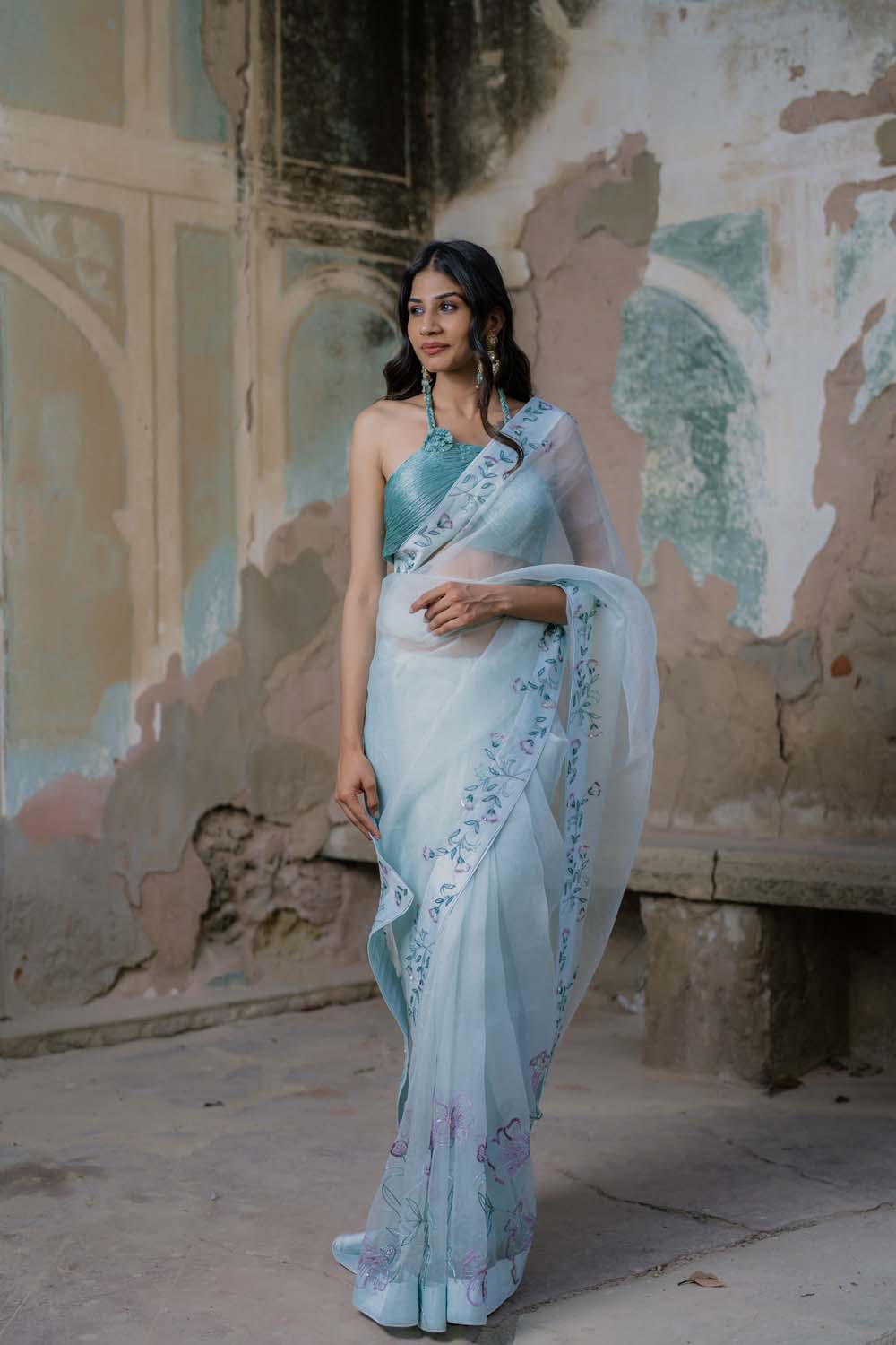Shatika - Aqua Designer Saree Blouse