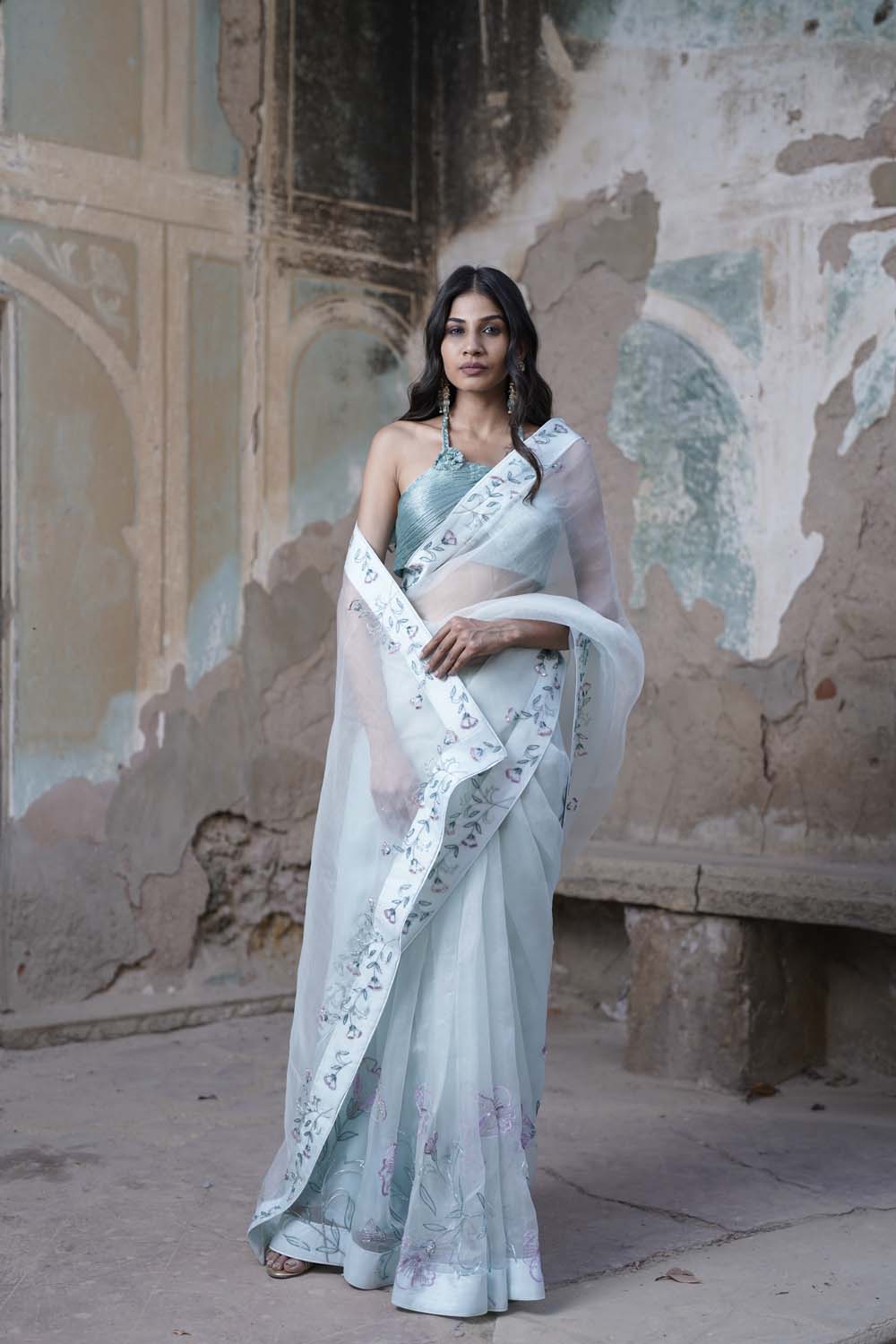 Shatika - Aqua Designer Saree Blouse