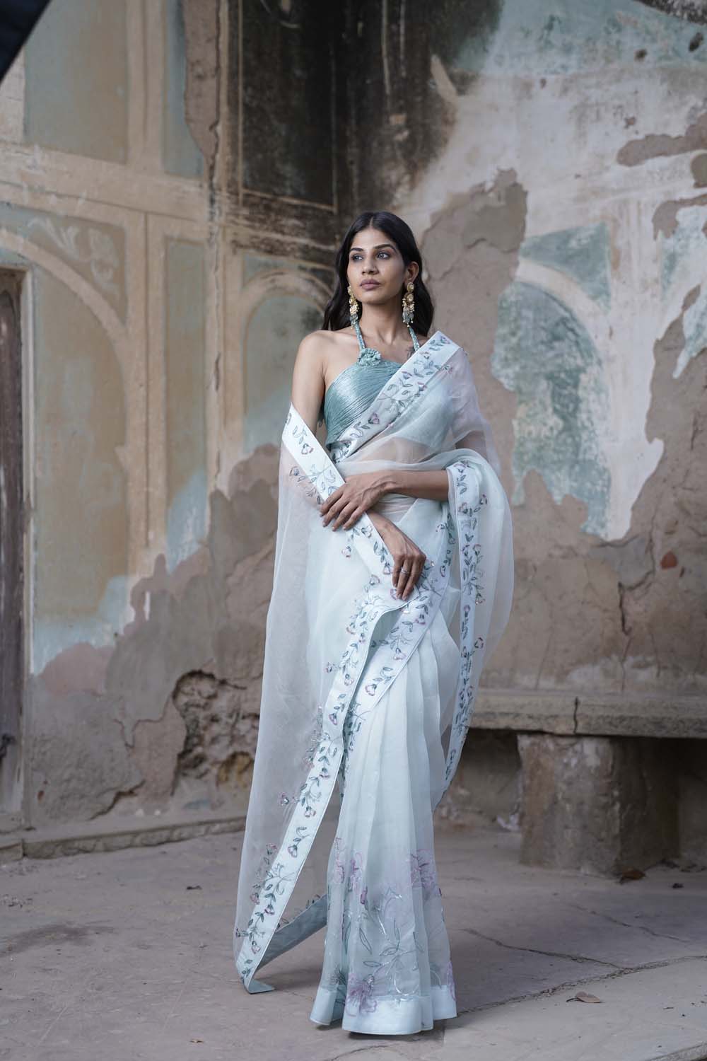 Shatika - Aqua Designer Saree Blouse