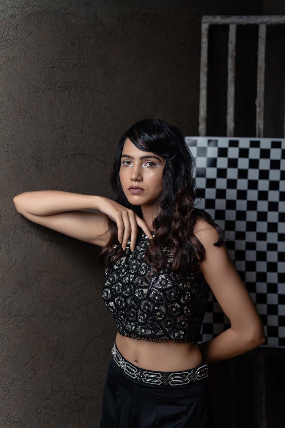 Hifajat - Black Sleeveless Blouse with Bell Bottom Pants
