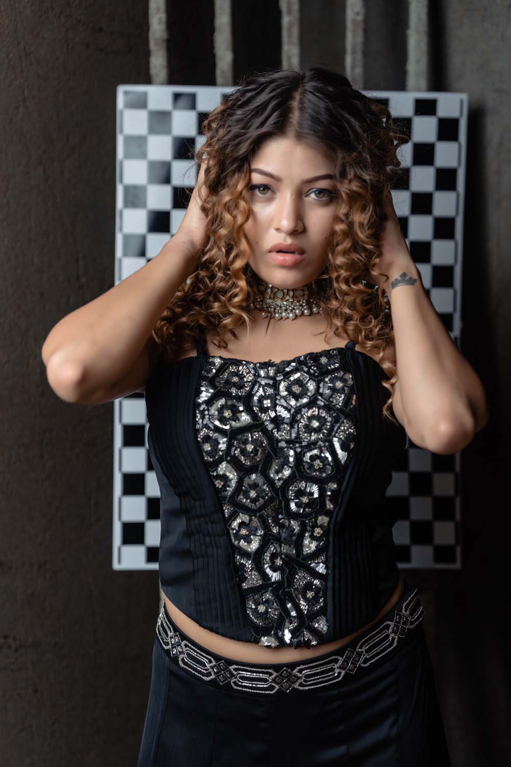 Gulrukh - Black Corset with Bell Bottom Pants
