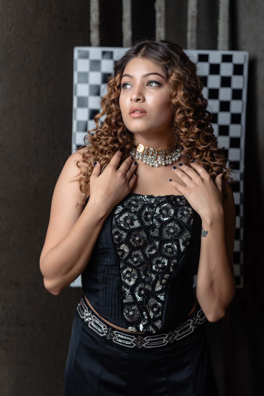 Gulrukh - Black Corset with Bell Bottom Pants