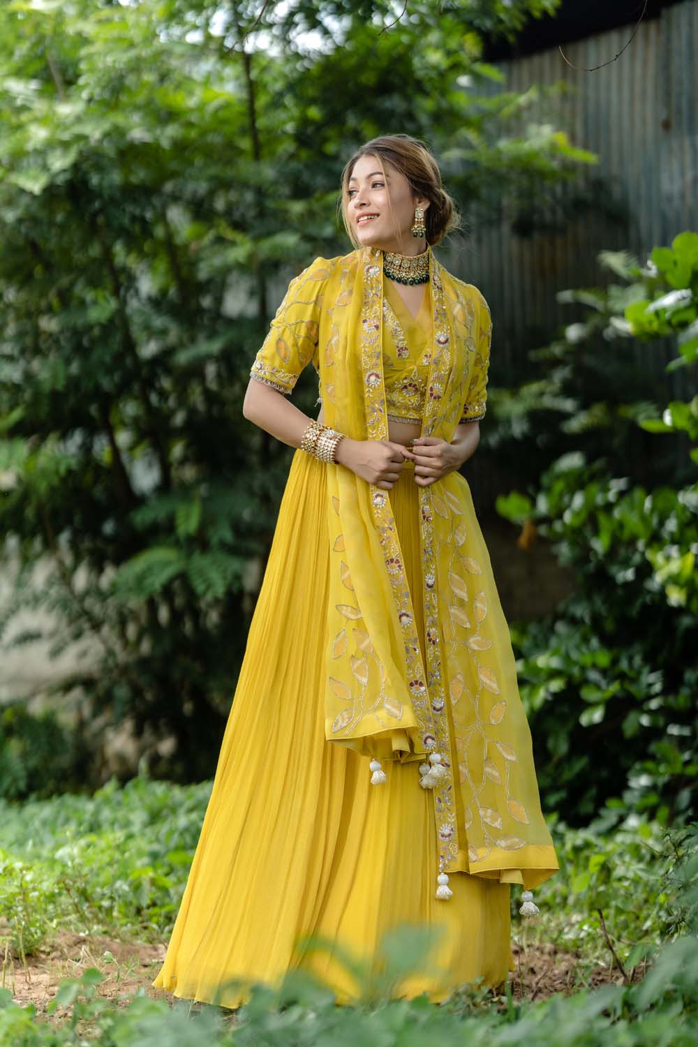 Suvarn - Orche Yellow Lehenga Blouse & Dupatta Set