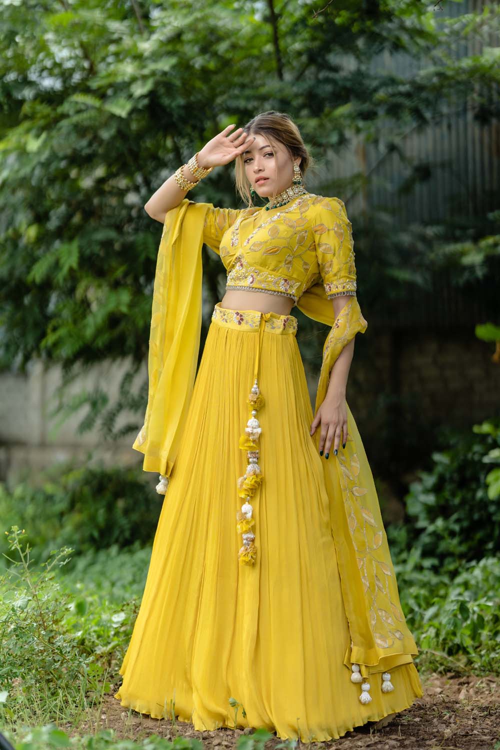 Suvarn - Orche Yellow Lehenga Blouse & Dupatta Set