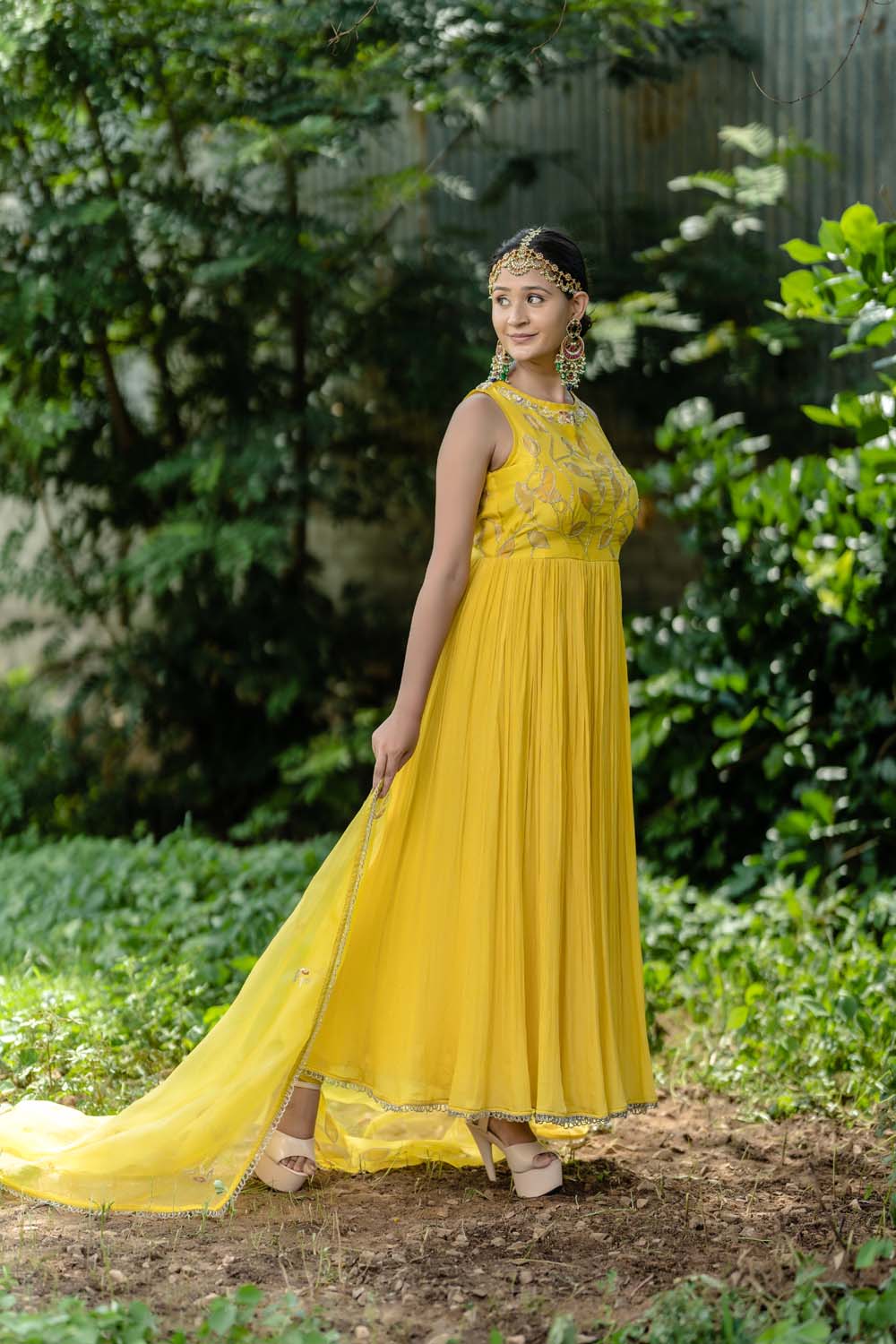 Jarad - Aukar Yellow Anarkali Suit With Dupatta Set