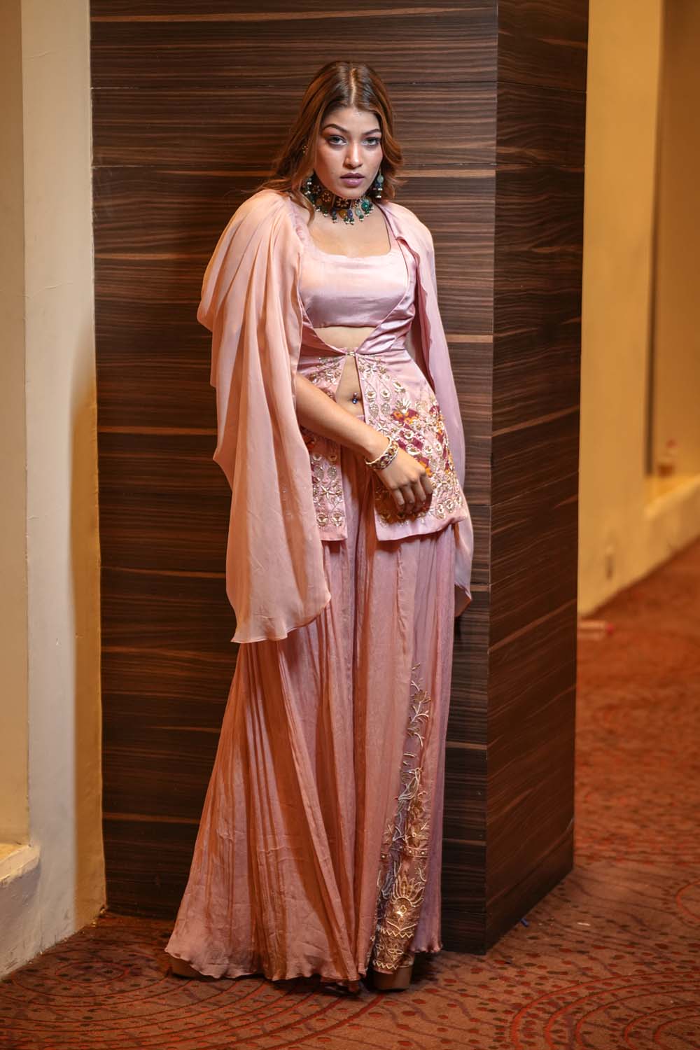 Mehandi - Rose Gold Garara With Top & Cape