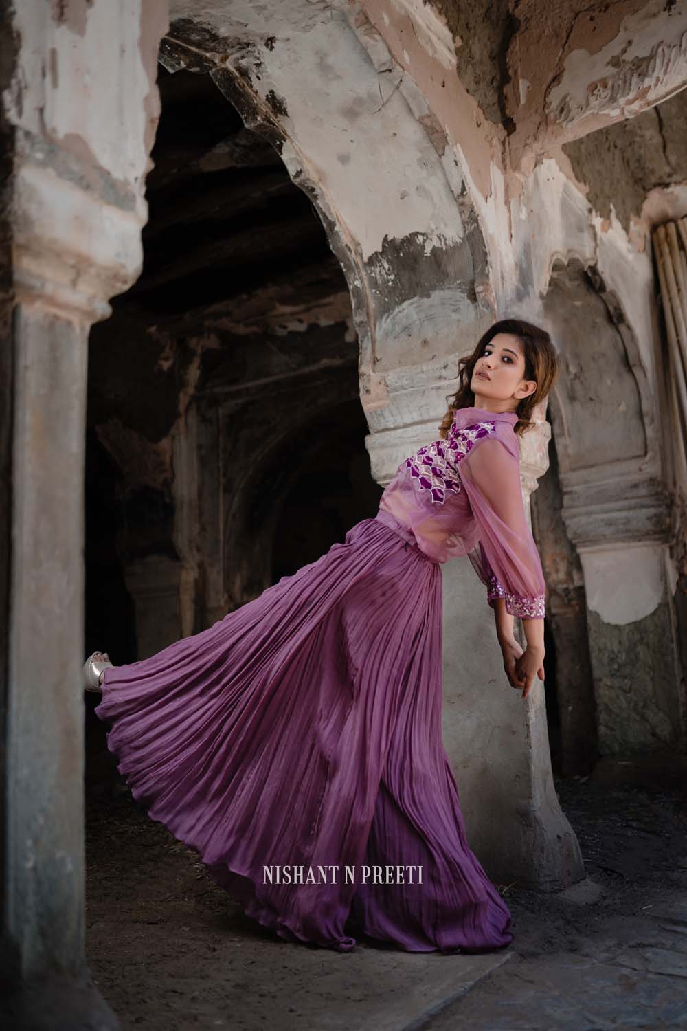 Varidhi - Crop Shirt with Bellbottom wide Pants