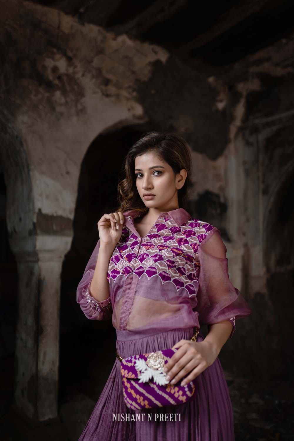 Varidhi - Crop Shirt with Bellbottom wide Pants