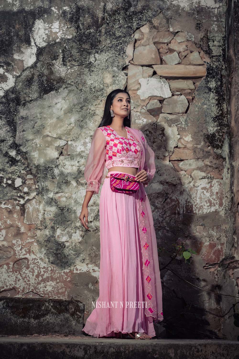 Ikhan - Baby Pink Lehenga Blouse Dupatta Set