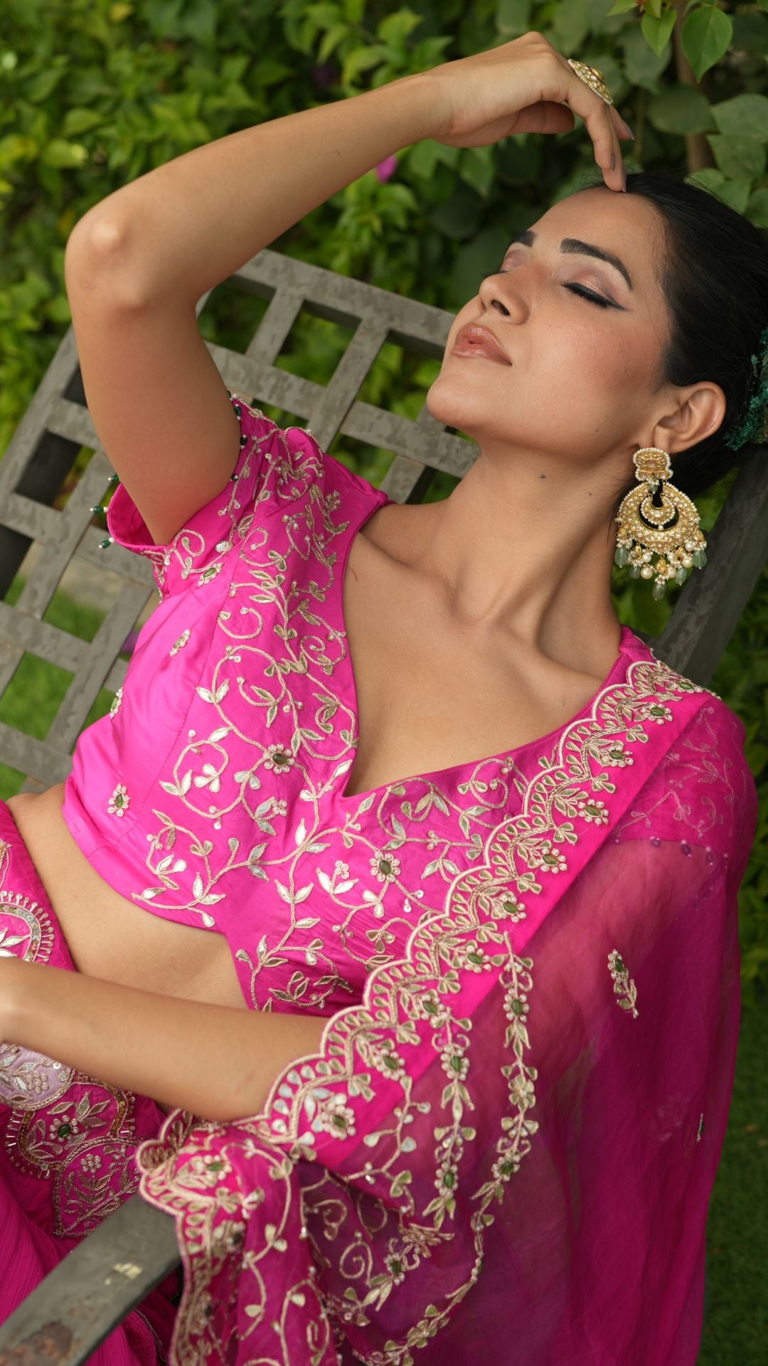 Kanehi - Hot Pink Lehenga Blouse & Dupatta Set