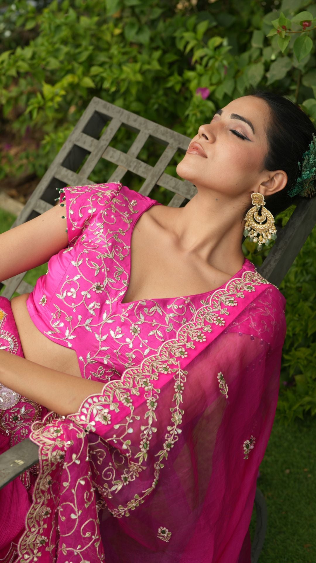 Kanehi - Hot Pink Lehenga Blouse & Dupatta Set