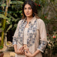 Kay - Beige Top Pant Set with Printed Jacket