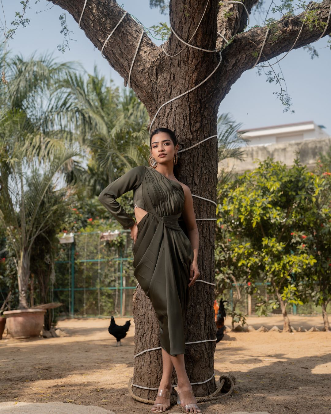 August - Green One Shoulder Dress