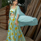 Inari - Aquamarine Lehenga Blouse with Cape Dupatta