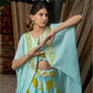 Inari - Aquamarine Lehenga Blouse with Cape Dupatta