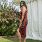 Forget Me Not - Rust and Blue One Shoulder Dress
