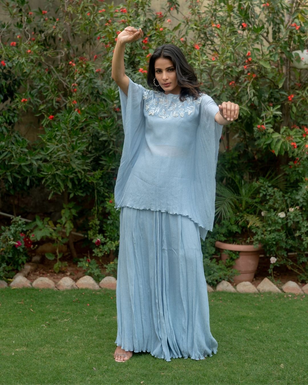 Inara - Ice Blue Kaftan Garara Set