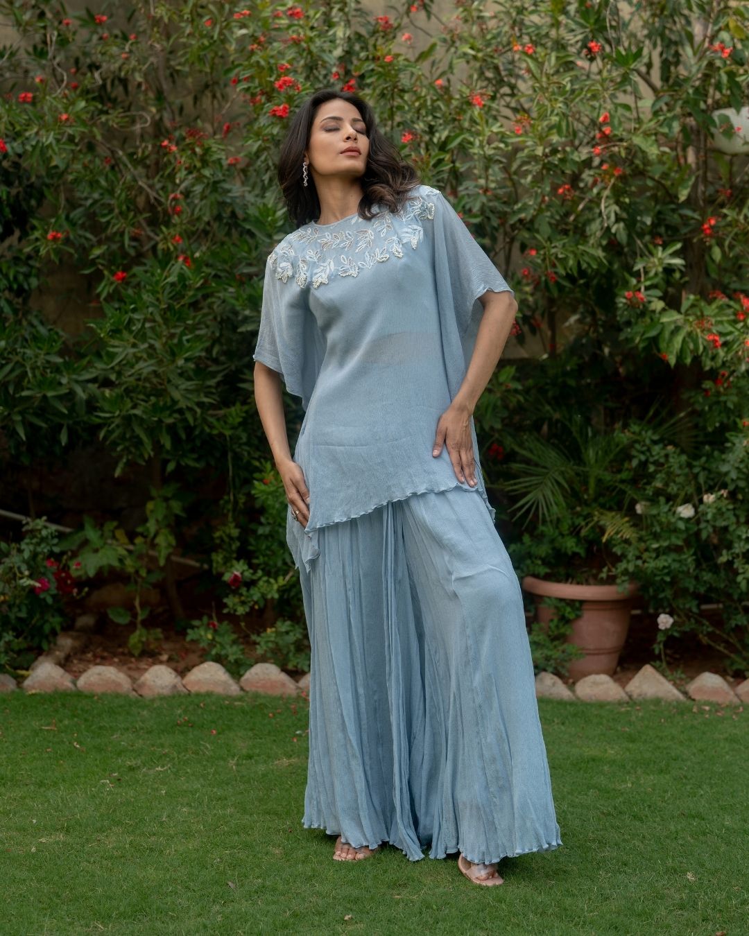 Inara - Ice Blue Kaftan Garara Set