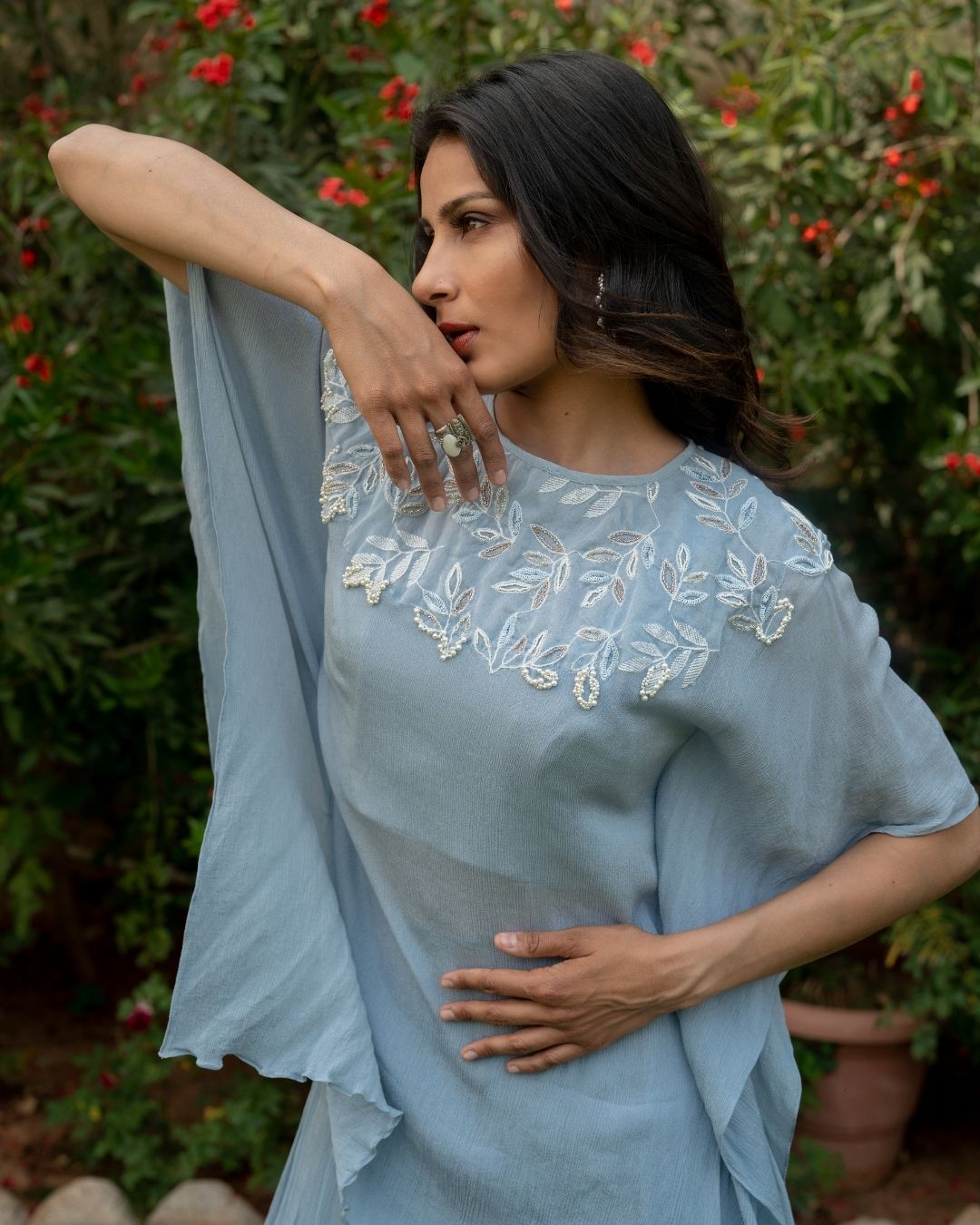 Inara - Ice Blue Kaftan Garara Set