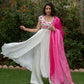 Ayan - Hot Pink Printed Anarkali with Pant Dupatta Set
