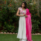 Ayan - Hot Pink Printed Anarkali with Pant Dupatta Set