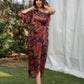 Forget Me Not - Rust and Blue One Shoulder Dress