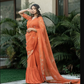 Kesar-Womens Designer Chinon Silk Saree orange with Blouse