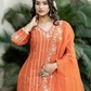 Bisque Embellishments: Dazzling Dabka, Cutdana, Moti, and Sequins Dress with Palazzo and Dupatta"