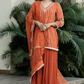 Bisque Embellishments: Dazzling Dabka, Cutdana, Moti, and Sequins Dress with Palazzo and Dupatta"