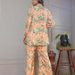 Geranium - Peach with Green Top and Pant Co-ord Set