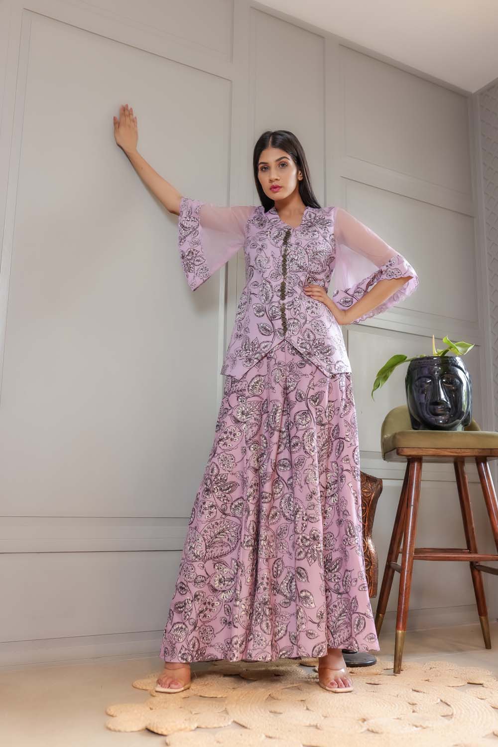 Bluebell - Lavender with Black Pant Top Co-Ord Set