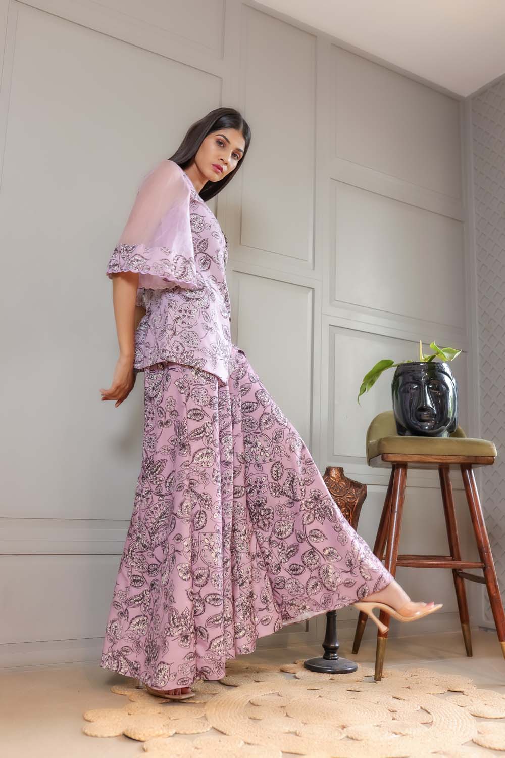 Bluebell - Lavender with Black Pant Top Co-Ord Set