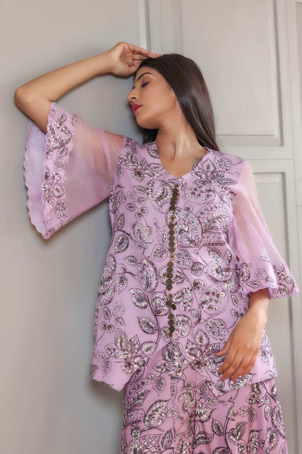 Bluebell - Lavender with Black Pant Top Co-Ord Set
