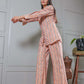 Jasmine - Peach Green Printed Top with Pant Co Ords Set