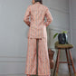 Jasmine - Peach Green Printed Top with Pant Co Ords Set