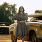 Zinat - Smoke Green Dress with Belt