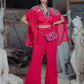 Kediyu - Red Peplum Bralette & Bellbottom