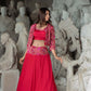 Santhe - Hot Pink Jacket with Bralette and Lehenga Set