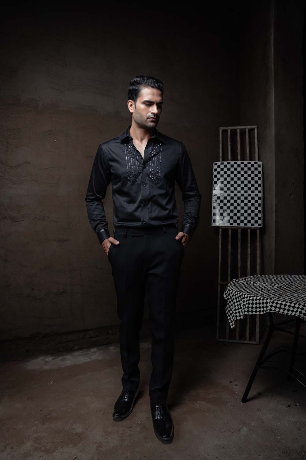 Suboor - Stylish Black Slim Fit Shirt For Mens