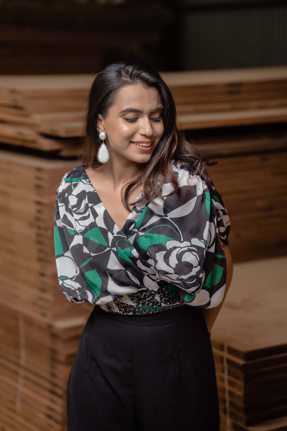 Holly - Printed Crop Top with Pant Set