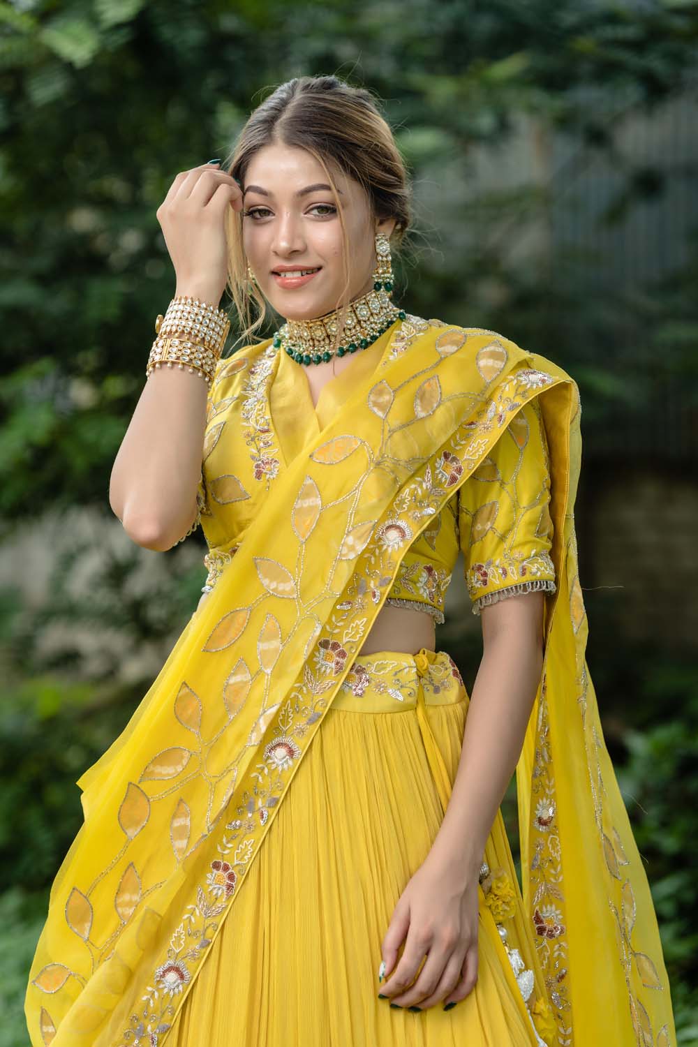 Suvarn - Orche Yellow Lehenga Blouse & Dupatta Set
