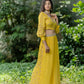 Sunhra - Ochre Yellow Crop Top with Gharara Set